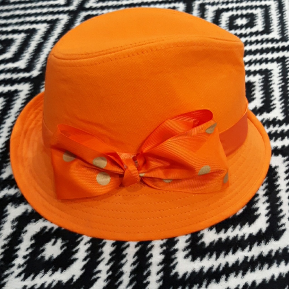 Orange fedora with bow